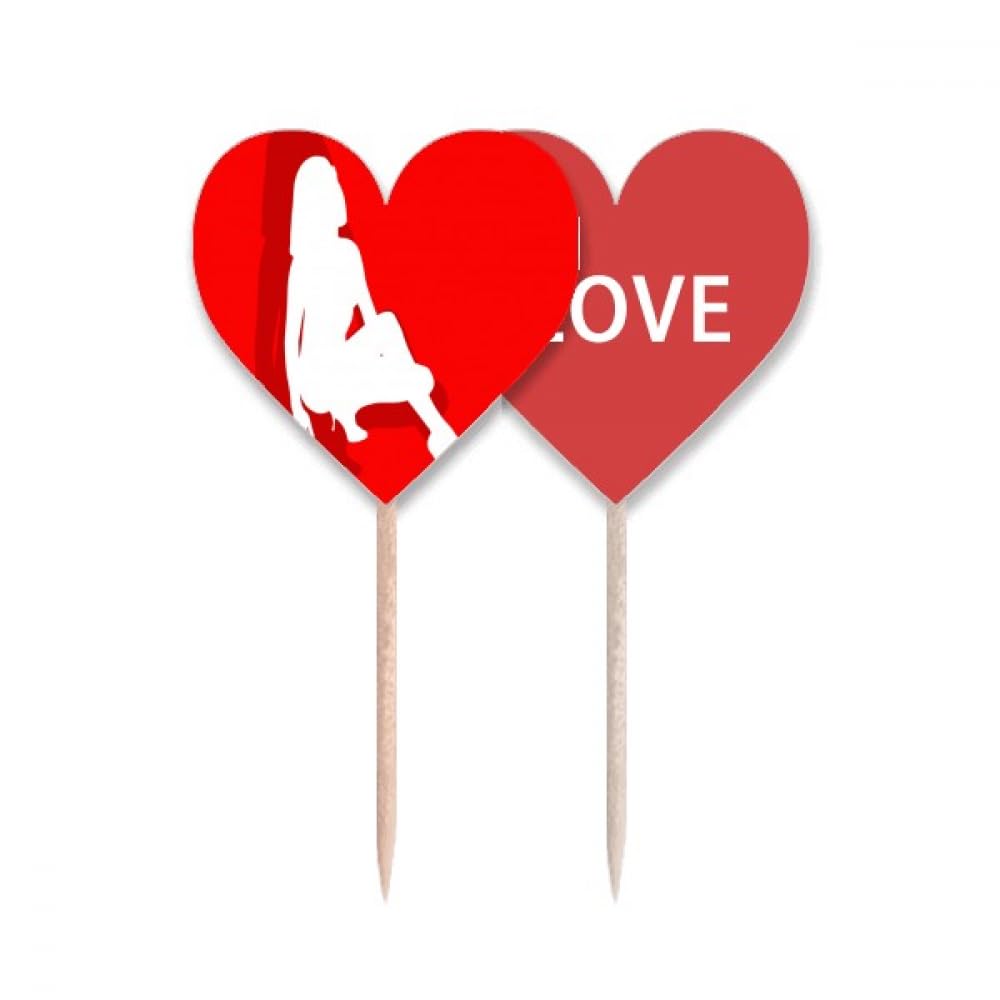 Pic cupcake drapeau Love Heart et cure-dents talons hauts pour buffets de mariage chic