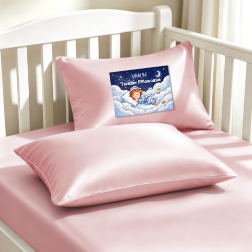 Taie satin enfant 13"x18" rose pâle ensemble 2