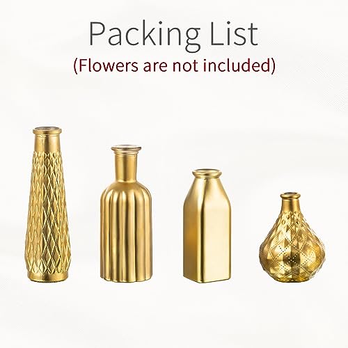 Inweder Set di 4 vasi in vetro dorato per fiori