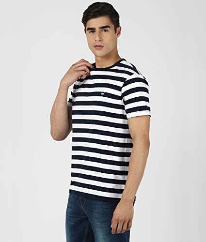 Image of UrbanMark Men Cotton Striped T-Shirt