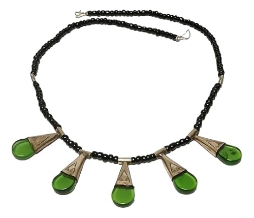 Tuareg Necklace Handcrafted Light Green beads Pendant African Ethnic Jewelry