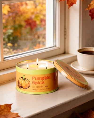 Image of AOOVOO Pumpkin Spice Candle - 3 Wick 12oz Large Fall Candle, Soy Wax Strong Scented Candle Non Toxic, Long Lasting Candles for Home, Aromatherapy Autunm Candles Gift for Women Men