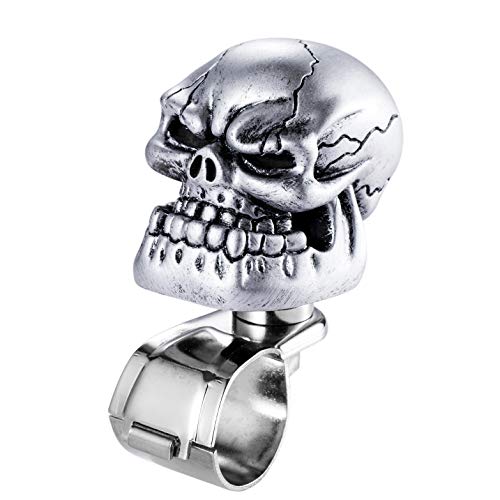 Arenbel Skull Steering Wheel Suicide Spinner Knob Power Turning Control Assist Grip Handle Fit Most Cars Trucks Tractors Boats, Silver #TOP5