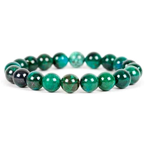 POXIAO Braccialetto di Crisocolla del Diabete - Perline Rotonde Fatte a Mano per Donne e Uomini