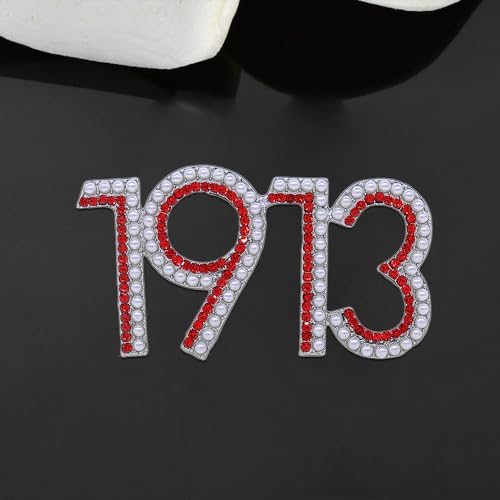 Image of Soror Organization Pearl 1913 DST Brooch Pin for Women Sorority Gift Greek Sorority Brooches for Clothing Bag
