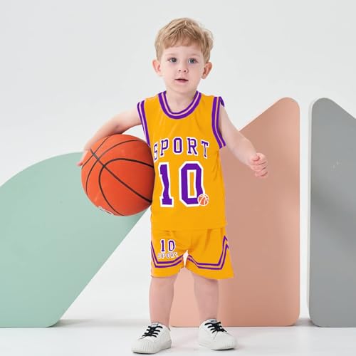 Image of Volunboy Kids Sports Shorts Sets Boys Jerseys Tracksuit 2 Piece Basketball Performance Tank Top and Mesh Shorts Set