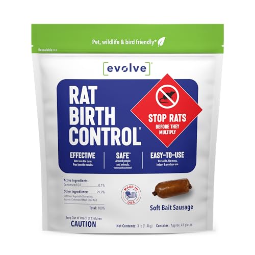 Evolve Rat Birth Control Soft Bait Sausages &ndash; 3 lbs | Scientifically Proven Rat Population Control...
