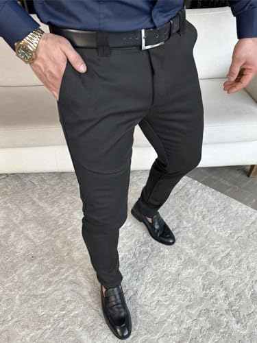 WDIRARA Men's Dress Pants Slim Fit Skinny Suit Pants Business Pants with Pocket4