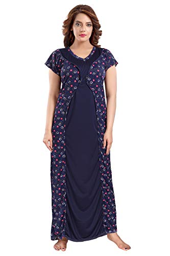 Image of Fabme Women's Satin Floor Length Night Dress Nighty