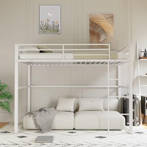Heavy Duty Metal Loft Bed Frame Twin Size with Safety Guard Rails...
