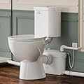 Simple Project 750W Macerating Toilet System - Dual Flush, Quiet Operation, Upflush Toilet for Basement with 4 Water Inlet for Basements & Attics, Easy Installation, White