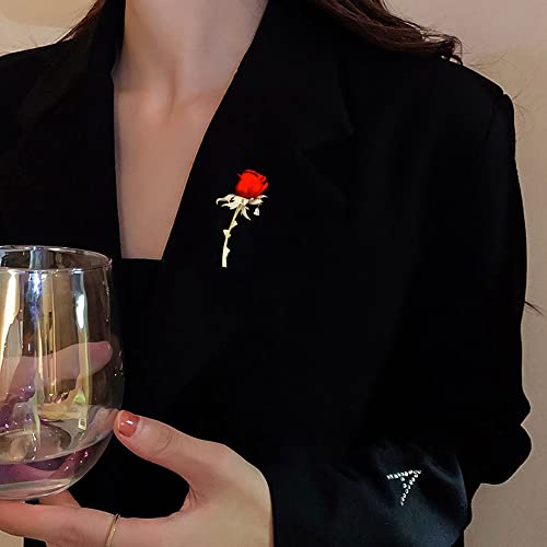 Red Rose Flowers Brooches Pins Rhinestone Brooch Cubic Zirconia Classic For Party Dance Wedding Banquet For Elegant Women Beautiful Girls Lapel Pins Dress Suit Bouquet Ceremony Accessories Jewelry Christmas Mother's Day Valentine's Day Decor Gifts #TOP4