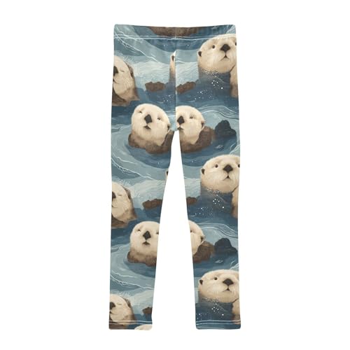 Girls Leggings Animal Sea Otters Cute Soft Toddler Leggings for Girls Kids Pants Size 4T-10T2