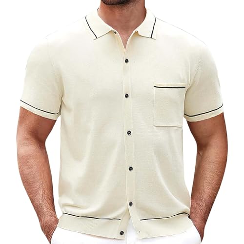 Chemise en tricot haut de gamme à col vintage et passepoil