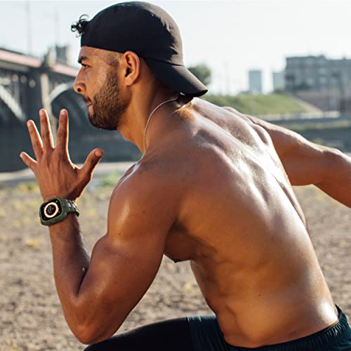 Gelishi Compatible For Apple Watch Ultra Band 49Mm Rugged Protective Case With Tpu Sport Bands, Military Shockproof Bumper Case For Apple Watch 49Mm Men, Army Green #TOP6