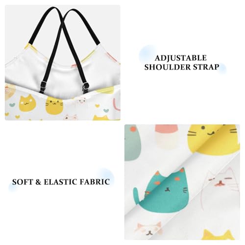 KLL Colorful Neon Cat Girls 1 Piece Swimsuit Summer Swimming Suits with Adjustable Straps Cute3