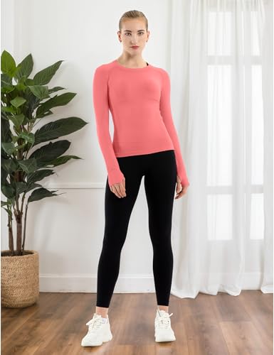 Image of MathCat Seamless Workout Shirts for Women Long Sleeve Yoga Tops Sports Running Shirt Breathable Athletic Top Slim Fit XS-XL