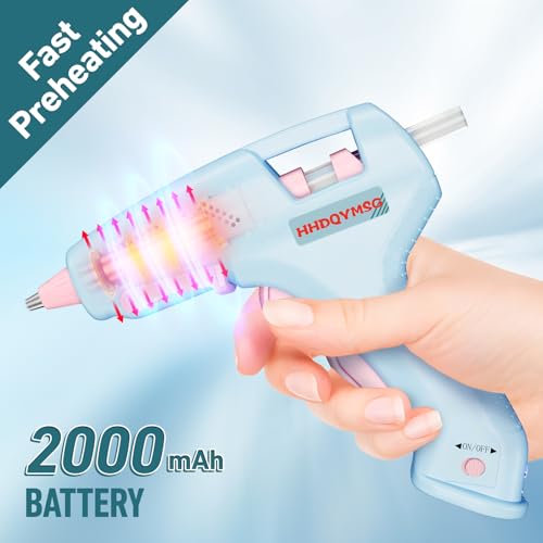 HHDQYMSG Cordless Hot Glue Gun, 20W Hot Glue Gun with 30PCS Premium Glue Sticks & 1m USB-C Cable, 2000mAh Built-in Battery Suitable for School Craft, Home Repair, DIY - Image 3