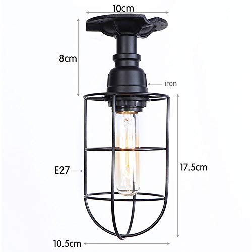 Lámpara de techo industrial E27 de metal negro para iluminación interior 4