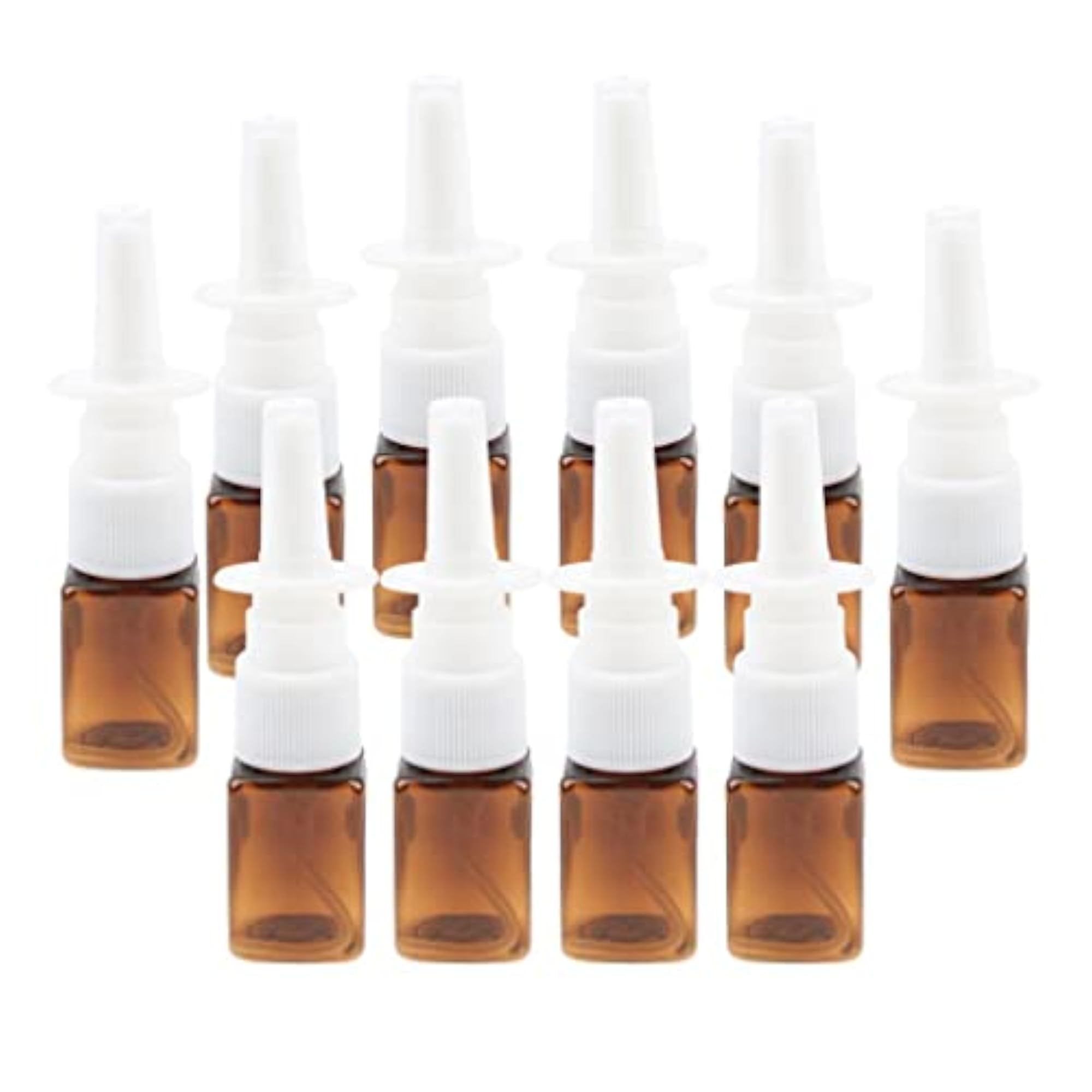 10pcs PVC Empty Refillable Nasal Spray Bottles, Amber