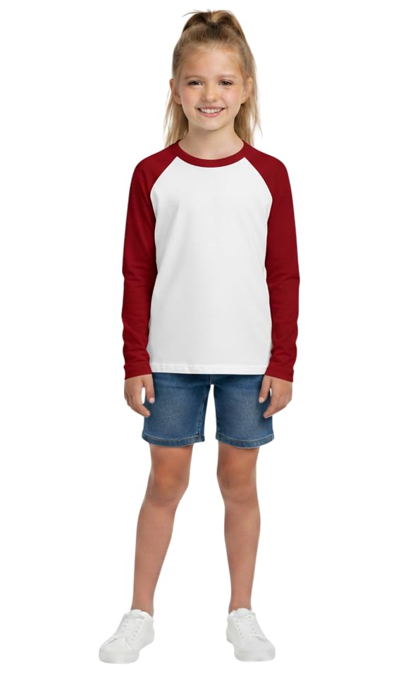 Kids Plain Round Neck Full Sleeves Pure Cotton Soft Fabric Unisex Tshirt for Girls and Boys 2