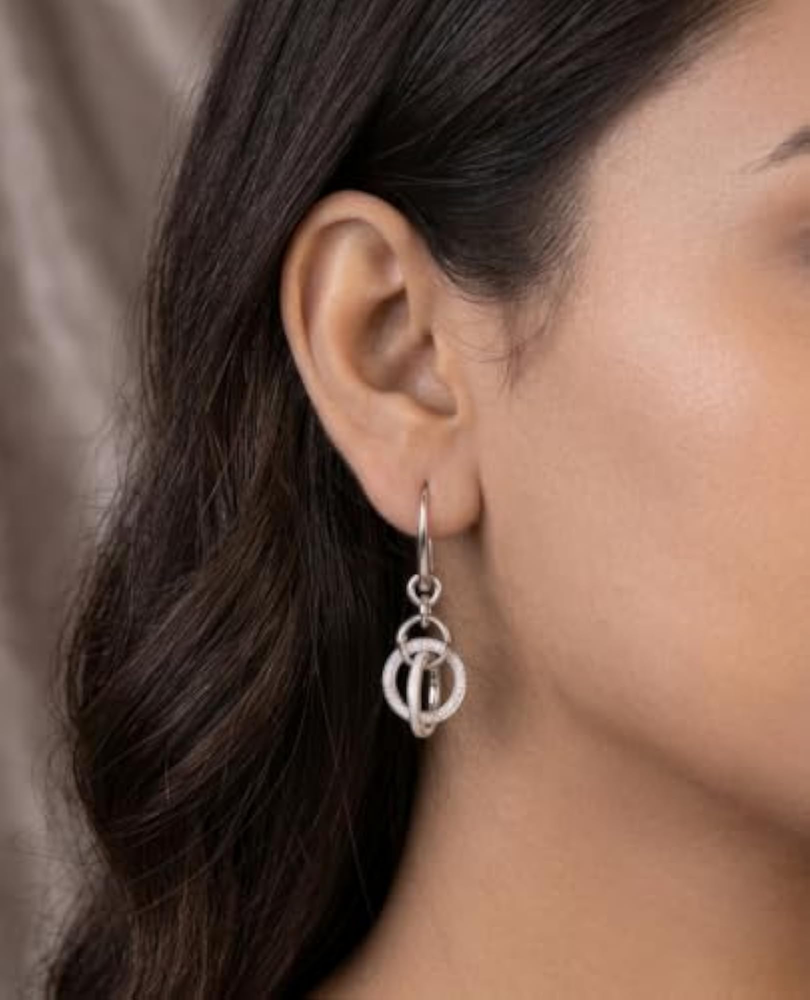 Women's Triple-Hoop Dangle Earrings in 925 Sterling Silver