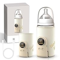 Flaschenwärmer Baby Unterwegs, USB-Ladung 18W Babyflaschenwärmer mit LCD-Display, 6 Einstellbare Temperaturstufen 38-50℃