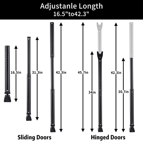 Honesecur 2-In-1 Door Security Bar & Sliding Patio Door Stopper Security Jammer Bar Child Proof Adjustable Constructed Of High Grade Iron Window Doors Security Bars, Black #TOP6