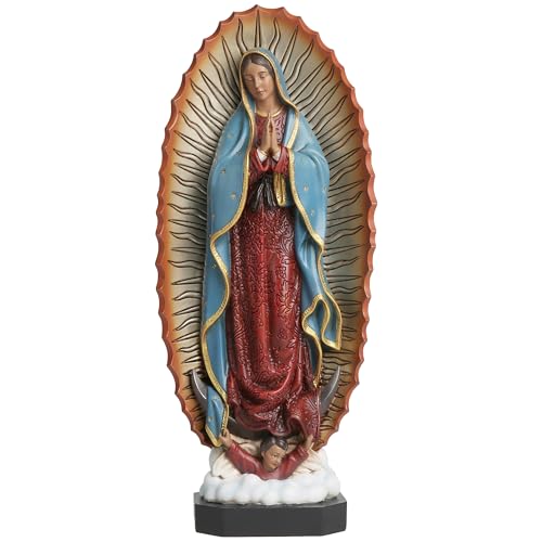 Estatua Virgen de Guadalupe 8.8 pulgadas Resina Pintada a Mano