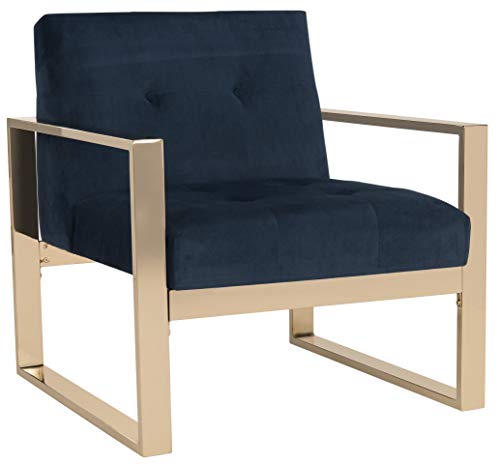 Sillón con Tela Terciopelo Azul y Detalles de Metal miniatura 1
