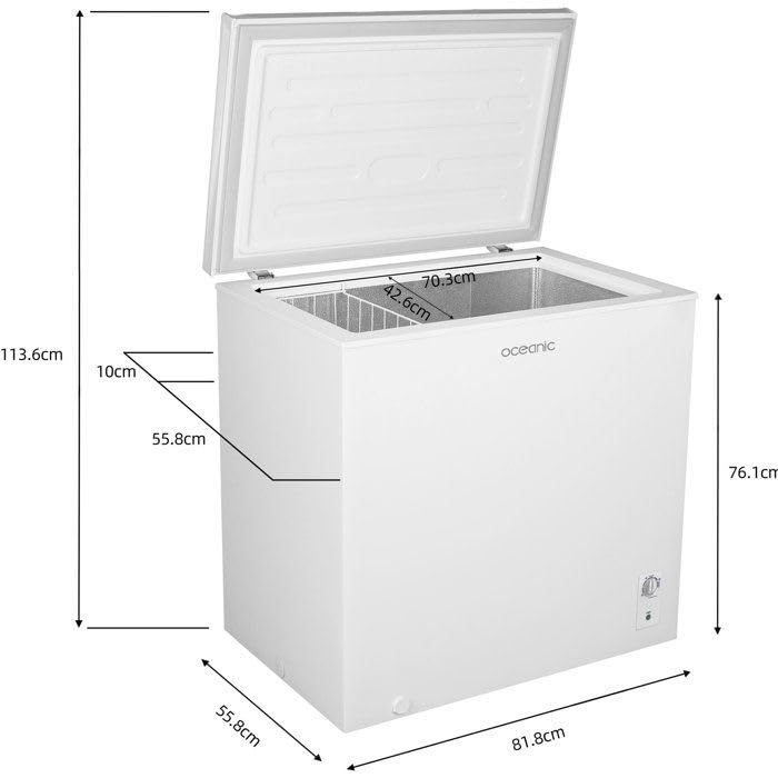 Continental Edison OCEACC194WD Gefriertruhe, Klasse D, 194 l, 81,8 x 55,8 x 83,5 cm, Weiß