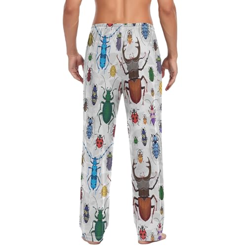 Beetles Colorful Bugs Pajama Pants Funny Animals Men's Pajama Bottoms Lounge Sleepwear PJs Lightweight Sleep Pants XXL2
