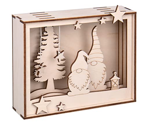 Rayher Shadow Box Building Kit with 3D Gnome Scenery, DIY Wood Craft Set including Elf Design, 16 slot-together Pieces - Image 3