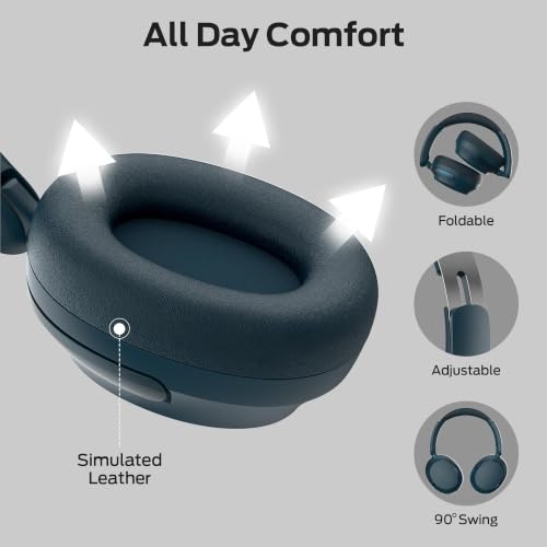 Monster Persona 3rd ANC Over Ear Bluetooth Headphones, Bluetooth 5.4, 70H Playtime, Noise Cancelling Headset with Microphone, Foldable Lightweight Comfort Fit, Blue - image 4