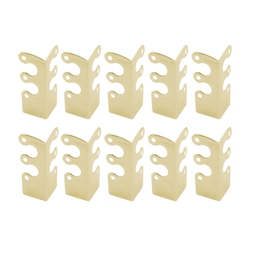 Image of JianLing 10PCS Chinese Antique Skirting Board Corner Protector Gold 60 Screws 48mm Vintage Metal Corner Protector for Skirting Board Cabinets Desks Dressers Bookcases Wooden Crate Corner Protection