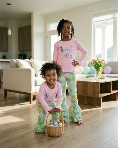Image of Unique Baby 2 Piece Girls Double Ruffle Leggings and Long Sleeve Shirt Clothes Set Kid and Toddler Girl Outfit