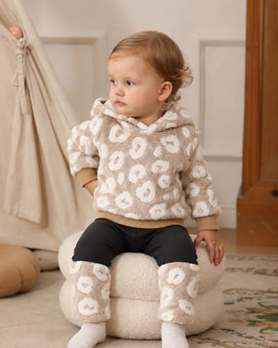 Image of Jecson Toddler Girl Clothes Baby Girl Fleece Hoodie Outfits Thick Thermal Winter Leggings 2Pcs Clothing Sets 6M-4T
