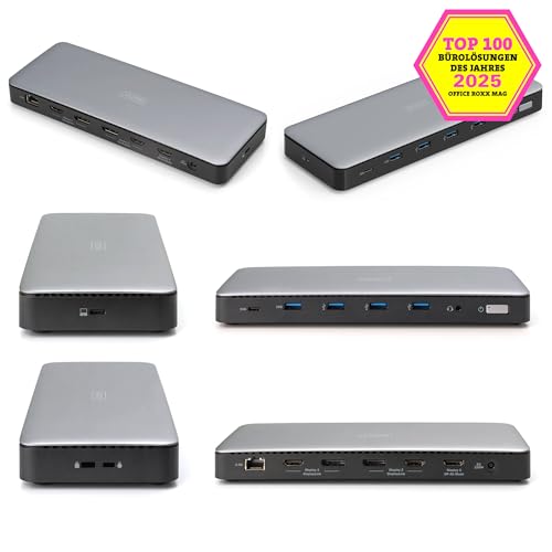 Digitus USB-C Docking Station - 13 Porte - 3X Hdmi, 2X Displayport Ultrahd 4K/60Hz - 1X USB-A 3.2 Gen2, 1X USB-C 3.2 Gen2, 3X USB-A 3.2 Gen1-1X 2.5G Rj45-1X 3.5Mm Audio - Grigio - 9