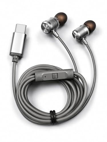 Image of Gaming & Magnetic Type-C Earphone, Wired, with Inline Microphone, Metal Build Silvar Gray