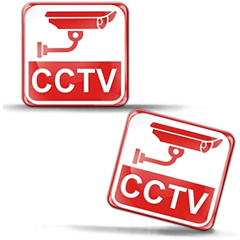 SkinoEu® 2 x 3D Gel Silicone Stickers Decals Warning Signs Alarm CCTV Camera Video Security Safety Surveillance Operation System Logo Car Auto Moto Motorcycle Windows Door PC Tablet Laptop KS 50 Cover