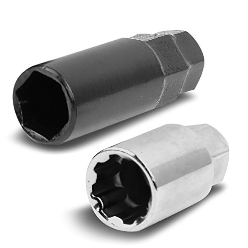 M12 X 1.5 Closed End 16Pc Aluminum Alloy Wheel Lug Nuts + 4 X Lock Nut + 1 X Key (Orange Accents/Black Body) #TOP4