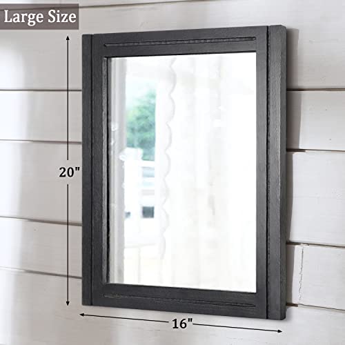 Aazzkang Wood Framed Mirror Rectangular Mirrors For Wall Black 20"X16" Decorative Wall Mirror For Bedroom Living Room Bathroom #TOP1