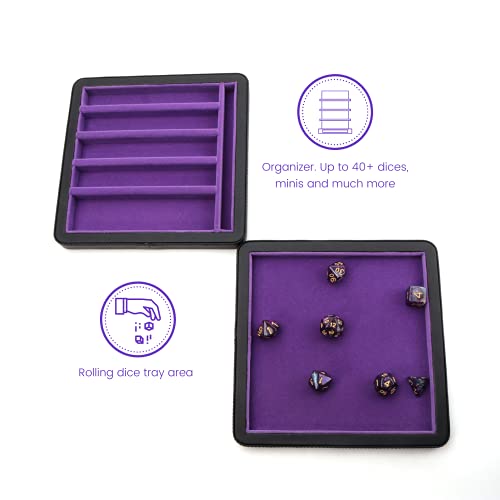 Guarida Dice 7 Rolling Dice Tray With Strong Magnetic Lid And Rolling Surface Ample Storage And Case Organizer For All Your Dice And Minis Perfect For Dnd Or Any Dice Rpg Games -Dragon Purple Design #TOP6