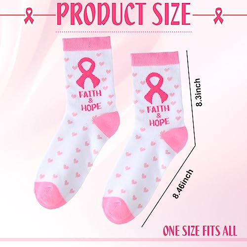 Hercicy Breast Cancer Awareness Socks Bulk Soft Pink Ribbon Breast Cancer Gifts for Women Sport Football Cheer Accessories2