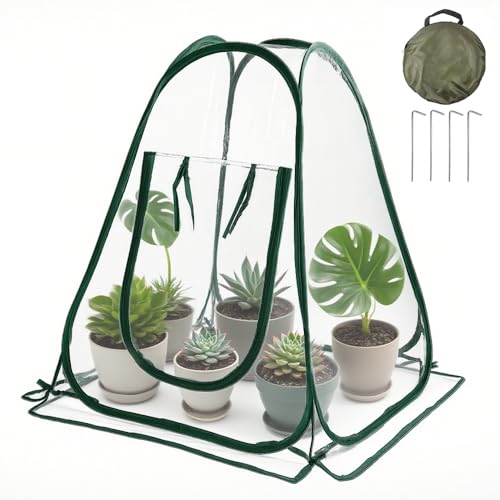 Afenau, tenda invernale per piante, 70 x 70 x 80 cm, serra pop-up con arrotolabile, piccola protezione per piante, fiori, protezione antigelo