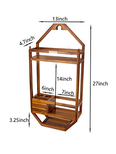 Teakcraft Teak Shower Caddy, Shower Organizer For Bathroom, Non Slip, Indoor And Outdoor, Hanging Shower Organizer, Showerhead, 3 Shelf, The Thoren #TOP7