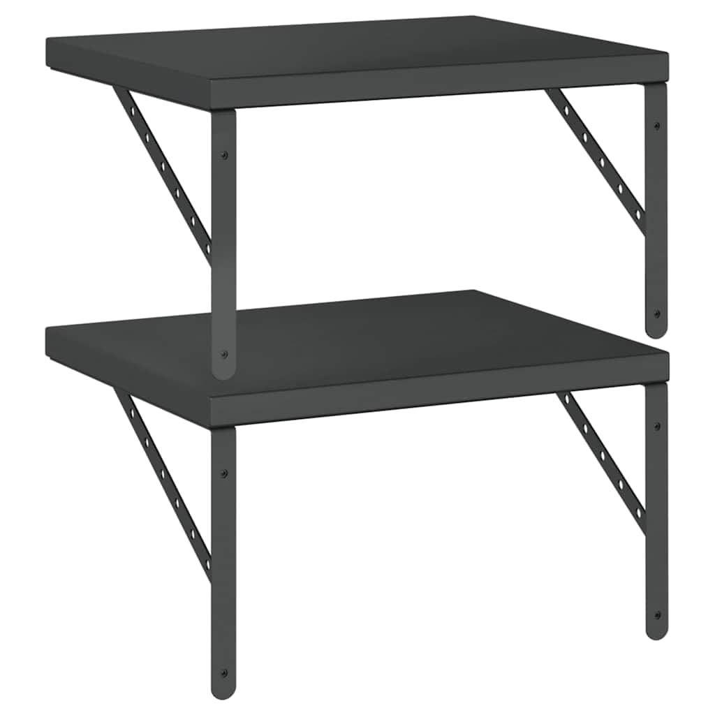 Generisch Wandregale 2 STK. 50x40 cm Schwarz Edelstahl,Möbel,Regalsysteme,Wandregale-3214517