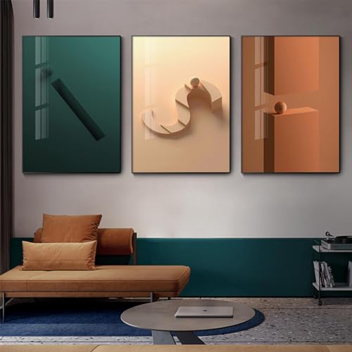 Toile art géométrie colorée pour salon moderne, lot de 3 affiches ABC 50x70 cm KEBIA