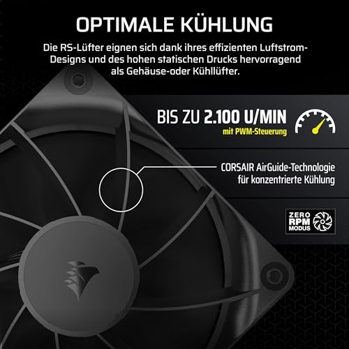 CORSAIR RS120 120mm PWM-Lüfter – Dreierpack, Schwarz – Ansicht 4