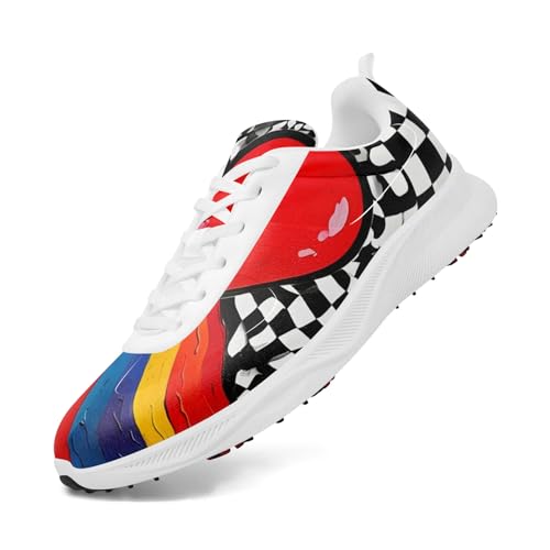 Breathable Golf Shoes for Men, Artistic Design Women's Spikeless Golf Sneakers with Heel Ventilation Sport Trainers